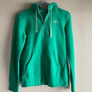 The North Face zip up hoodie with pockets medium bright green
